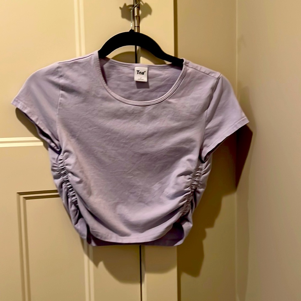 TNA ruched crop top in lilac